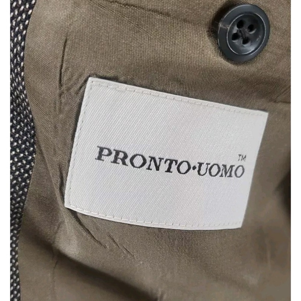 Pronto Uomo Brown Wool Silk Micro Pattern Blazer Sport Coat Jacket Mens 46R - Picture 6 of 7